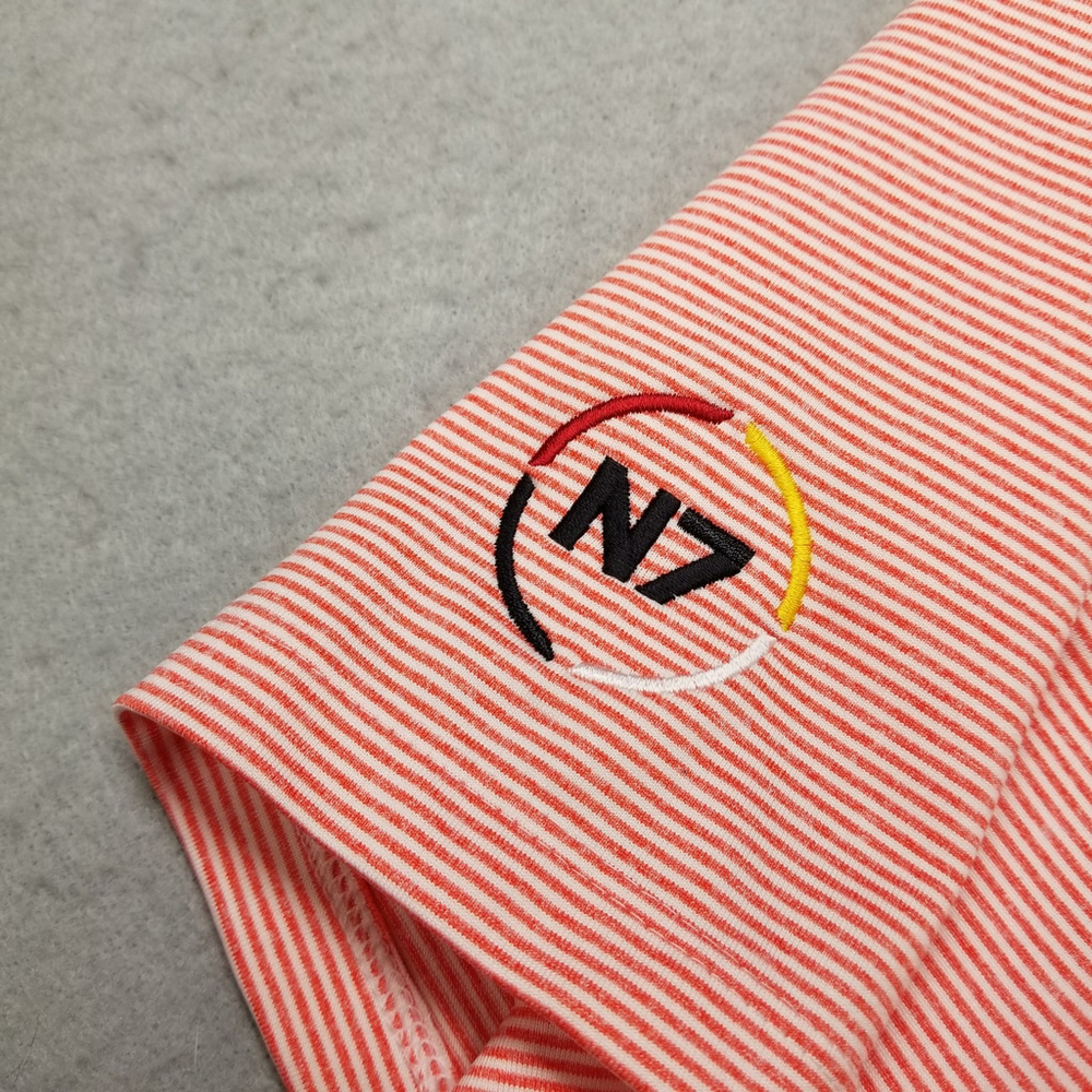 Nike Polo Shirt Mens SIze Large Orange Striped Southern Dunes Golf Course Logo - Picture 5 of 13